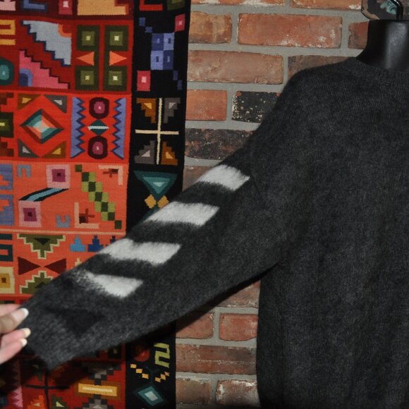Main Label Off White Virgil Abloh Mohair Sweater Arrow Motif Intarsia Knitwear M - Picture 4 of 7